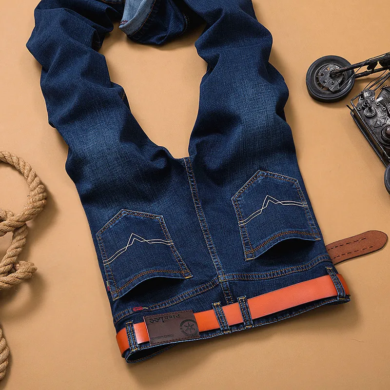 Мужские осенние модные узкие джинсы Мужская брендовая Дизайнерская одежда синие джинсовые штаны повседневные Прямые брюки больших размеров 28-40