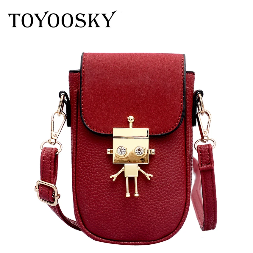 

TOYOOSKY Latest women shoulder bag mini phone purse with cute robot decoration small fashion crossbody bag for girls bolsa