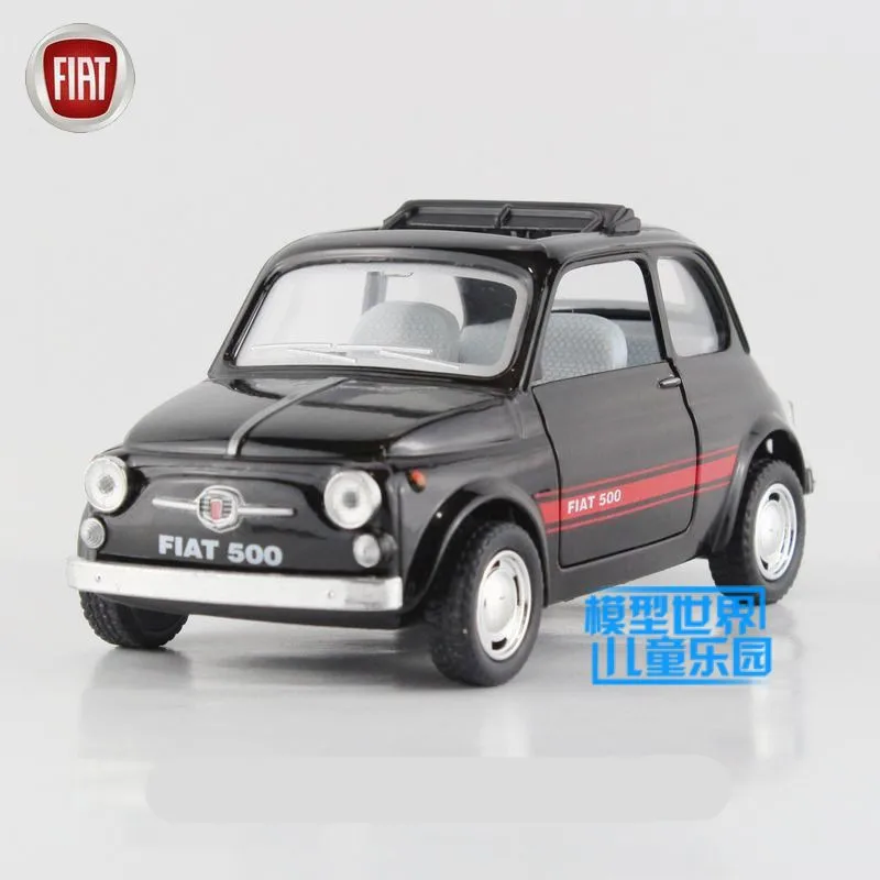 KINSMART литая металлическая модель/1:24 весы/Fiat 500 игрушка/вытяжная обучающая Коллекция/для детского подарка или для коллекции - Цвет: Черный