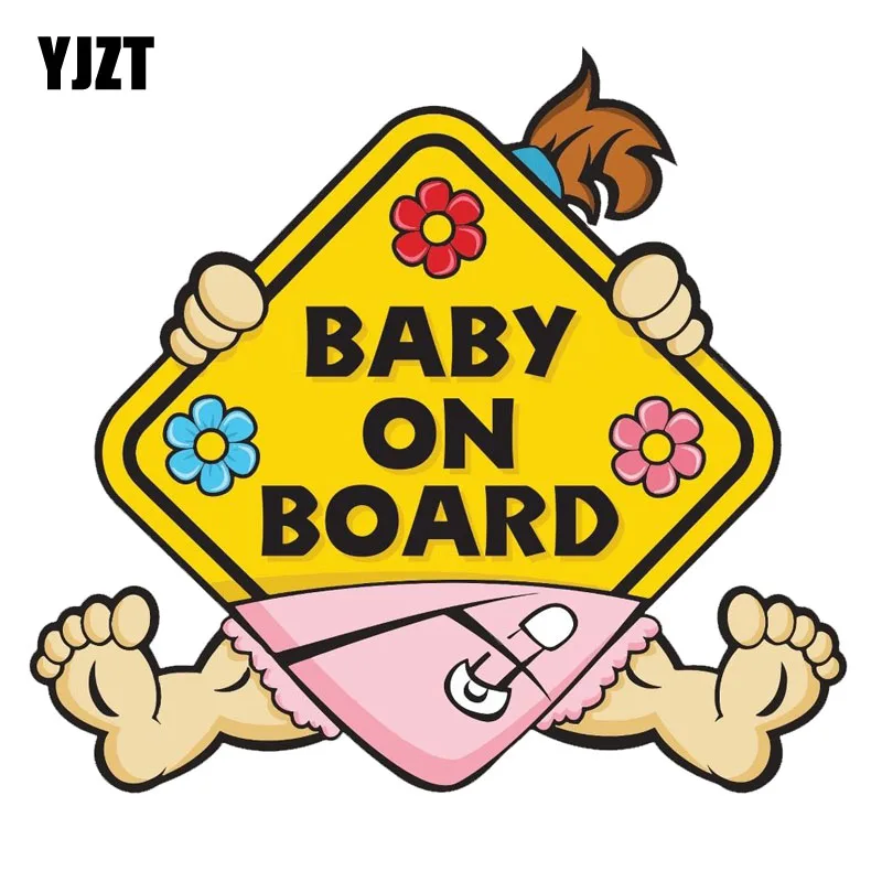 

YJZT 11CM*10.1 CM Car Sticker Girl BABY ON BOARD Warning Mark Car Styling Reflective Decal C1-7318