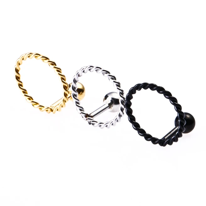 

Round twised Earrings Gold Color Twist Women Fashion Jewelry Men Hoop Ear Stud 316l Stainless Steel Cool Punk