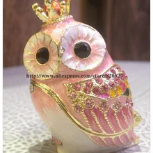 Маленькая металлическая коробка для ключей в виде совы с изображением совы с короной, декоративная фигурка, художественная Коллекционная Сувенирная Коробка для колец в виде совы