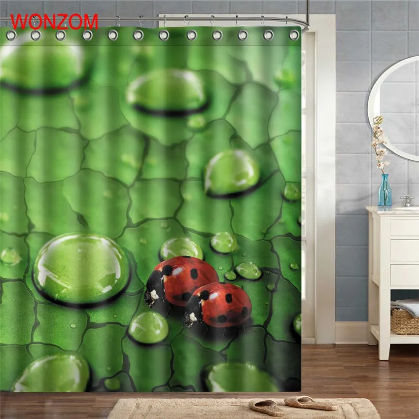 WONZOM 3D Coccinella septempupata занавеска s ванная комната с 12 крючками водонепроницаемые аксессуары для декора современные насекомые занавес для ванной