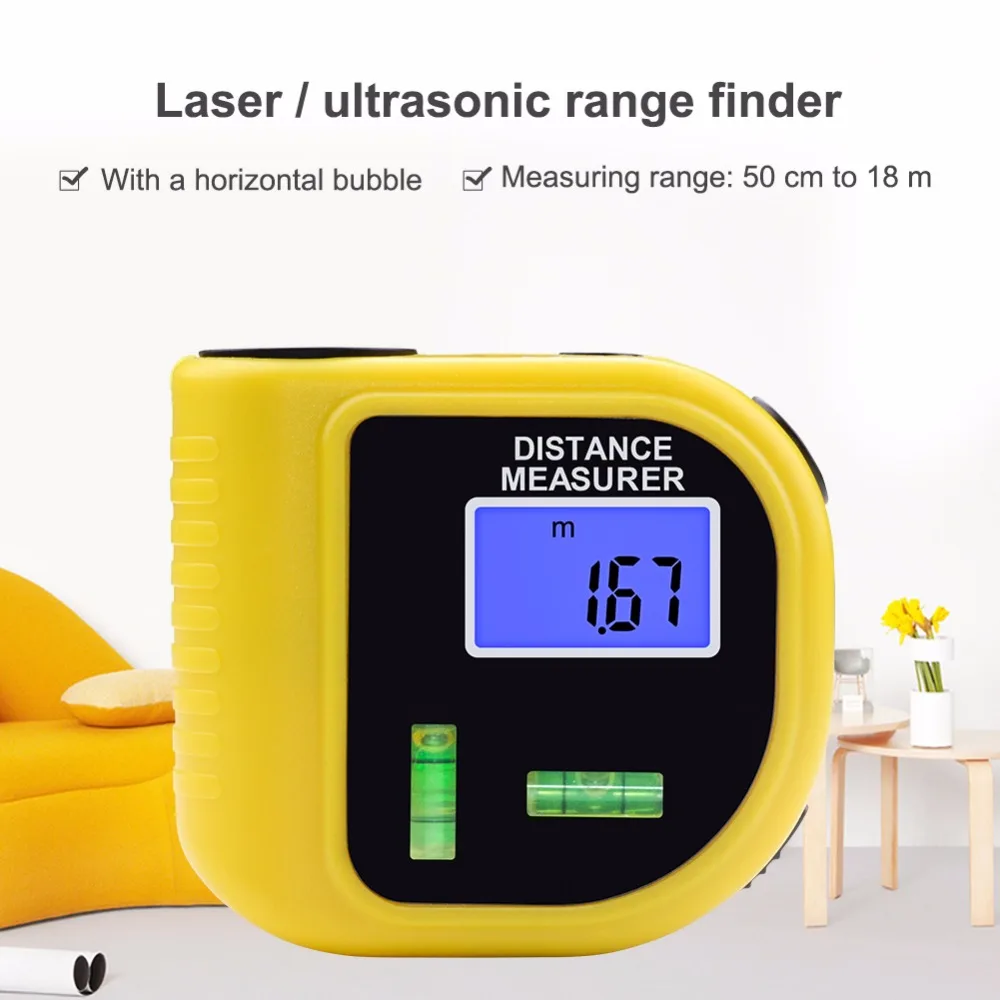 

CP-3010 Handheld Ultrasonic Distance Measure meter digital Laser Range Finder Laser Pointer Rangefinder Level Tool 0.5-18M