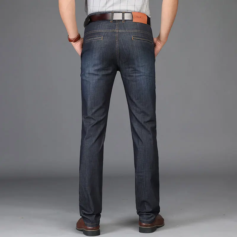 Summer JEEP Brand Cotton Smart Casual Jeans Elastic Men's Casual Full Length Retro Simple Jeans Cotton Pants Fashion Trousers 44 (57)