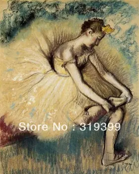

Oil Painting Reproduction on linen canvas,dancer putting on her slipper by edgar degas,Free Shipping,100%handmade,Museum Quality
