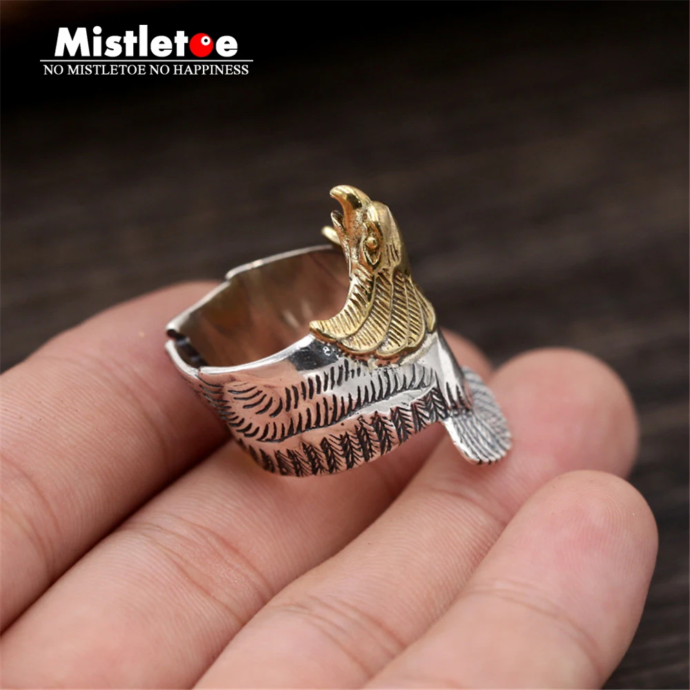 

Genuine 100% 925 Sterling Silver Vintage Retro Punk Indian Eagle Ring For Women Men Fashion Jewelry