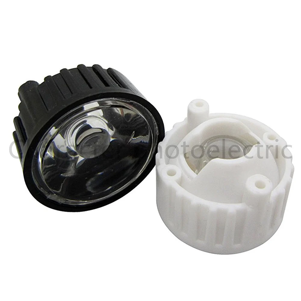 50pcs/lot LED lens for 1W 3w LED light black white holder 20mm high quality 5 10 30 45 60 90 120 degree optical lens