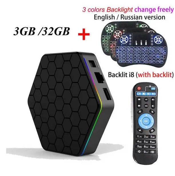 3G32G and Backlit i8 KuWFi Смарт ТВ приставка Android 7,1 ТВ приставка 2 ГБ/16 ГБ 3 Гб/32 ГБ Amlogic S912 Восьмиядерный 2,4 г/5 ГГц WiFi BT4.0 4K ТВ приставка - Цвет: 3G32G and Backlit i8