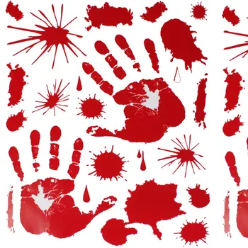 

SEKINEW Bloody HAND PRINT Stickers Halloween Decoration Zombie Dead Party Prop Scary Hot Car Interior Stickers