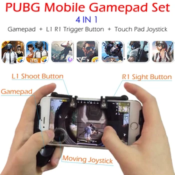 

PUBG Mobile Game Controller Gamepad + L1 R1 Trigger Aim Button L1R1 Shooter + Touch Pad Joystick for iPhone Android Phone Gaming