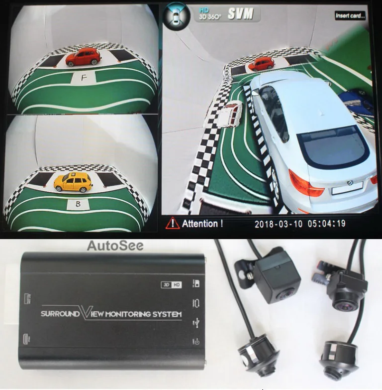 

night vision SVM 3D 360 degree Car bird's eye surround circle view 4 way DVR system HD 1080P Auto parking reversing kit