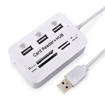 

TWISTER.CK Multi USB 2.0 Hub 3 Ports with Card Reader USB Splitter 480Mbps USB Combo for MS,M2,SD/MMC,TF for PC Laptop