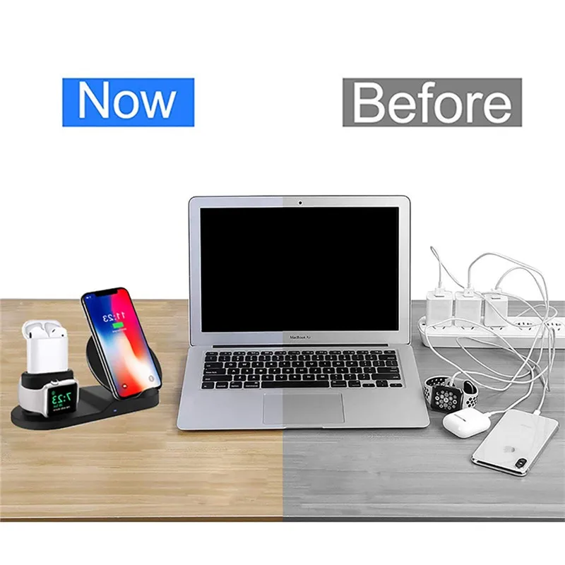 Беспроводной Зарядное устройство, совместимый с iphone Зарядное устройство, 3-в-1 Замена зарядная станция для iphone Xs/X Max/XR/IPhone X/8/8 Plus/часы