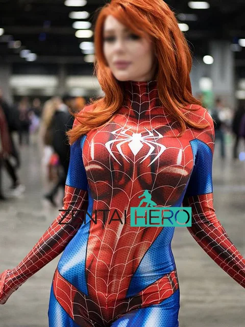 Костюм Человека-паука MJ с 3D принтом костюм Mary Jane Spidergirl Женское боди-паука из
