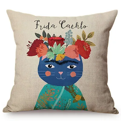 Cute Watercolor Painting Cat Flamingo Dog Kid's Nursery Art Room Decorative Throw Pillow Case Cotton Linen Animal Cushion Cover M090-13