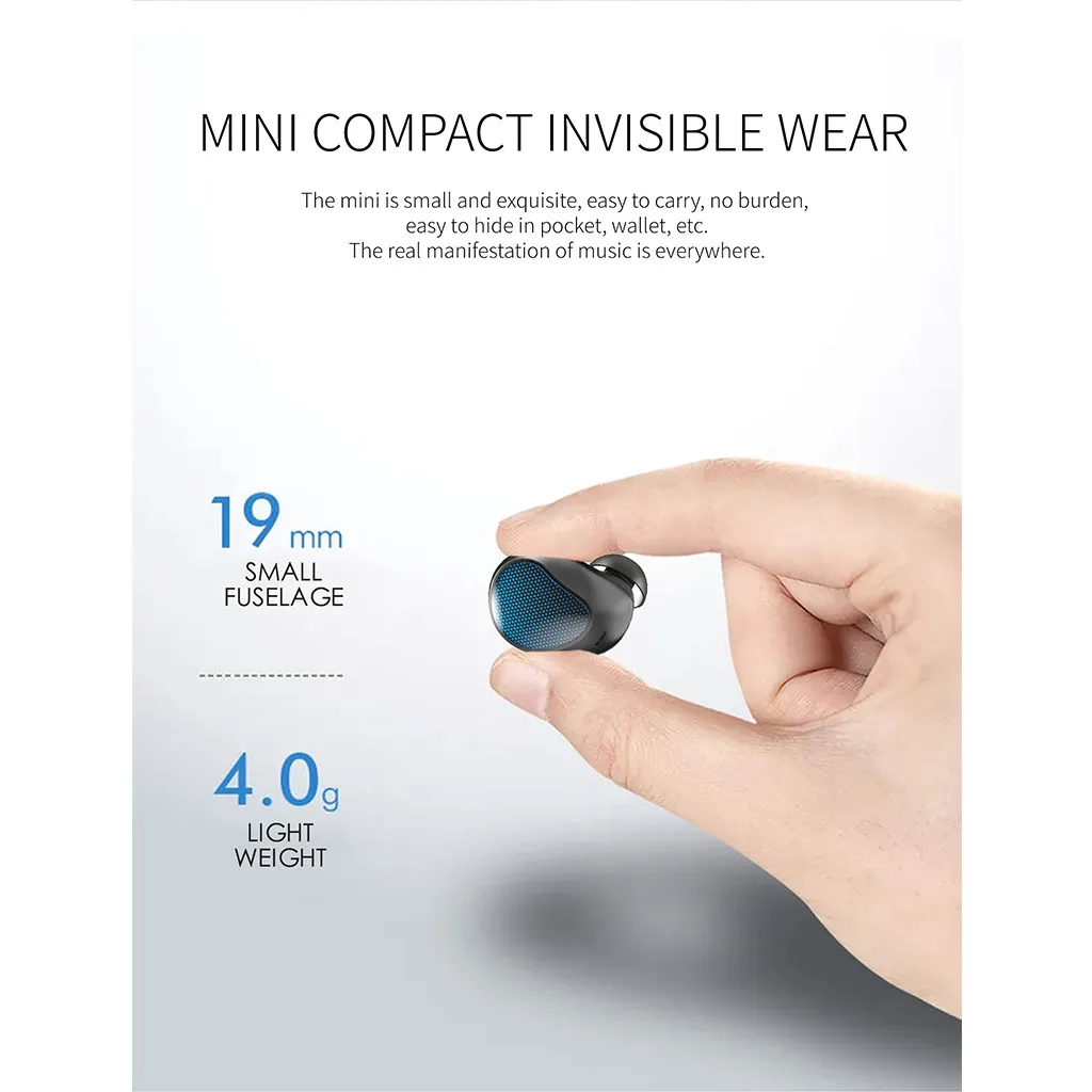 Мини Bluetooth 5,0 Спортивная гарнитура наушники с головка микрофона телефон беспроводной водонепроницаемый IPX5 наушники с 1200 мАч зарядная коробка
