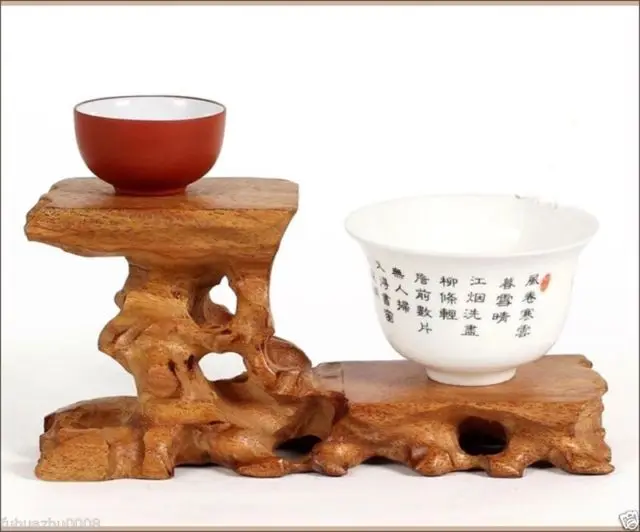 

Hard Wood Crafted 2 Tiers High Low Display Stand For Teapot Cup Figurine Etc...