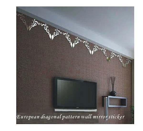 

NEW Design European diagonal pattern wall mirror sticker , 3D flower pattern decoration mirror sticker deco,10pcs /lot
