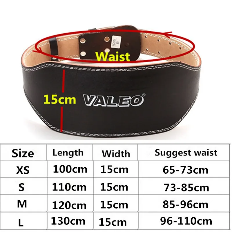 Valeo Weight Belt Size Chart