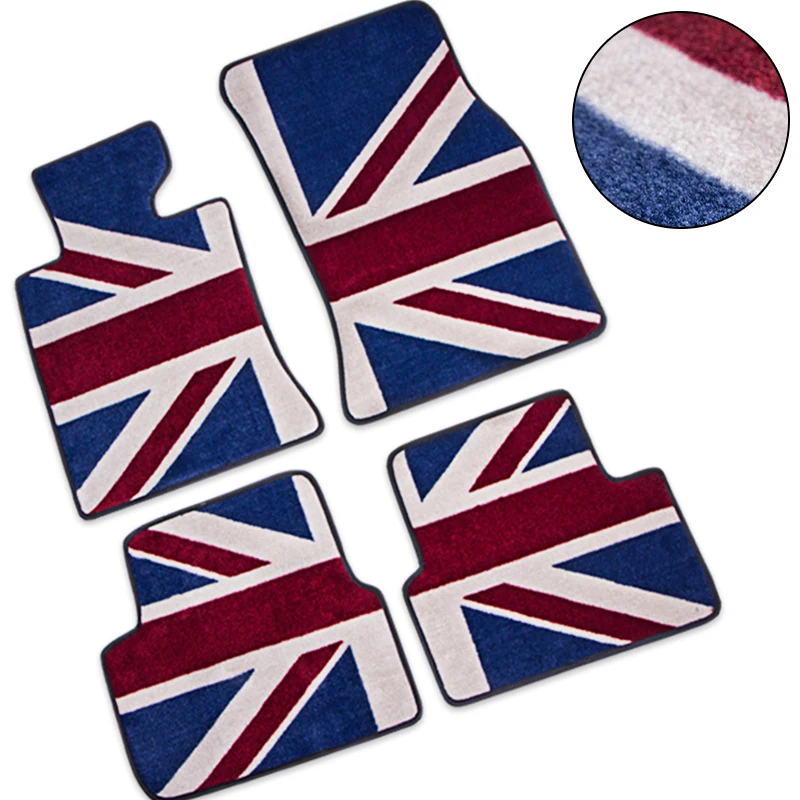 Surround Car Floor Mats Front Rear Liner Mat Non slip Union Jack Carpet