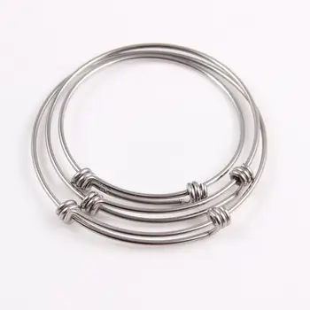 

Wholesale 50mm 60mm 65mm 3mm Thickness Stainless Steel Expandable Wire Kid Adult Size Bangles Adjustable Wrist Bangle Bracelet