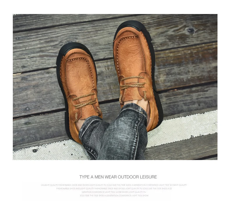 Мужская обувь из натуральной кожи наивысшего качества; повседневная обувь ручной работы; Лоферы размера плюс; мужская обувь на плоской подошве; Водонепроницаемая мужская обувь
