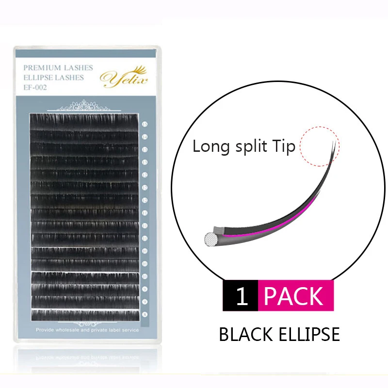 

Yelix 16rows Matte Ellipse Flat Lashes Split Tips Softer Individual Eyelashes False Eyelashes Natural Volume Eyelash Extension