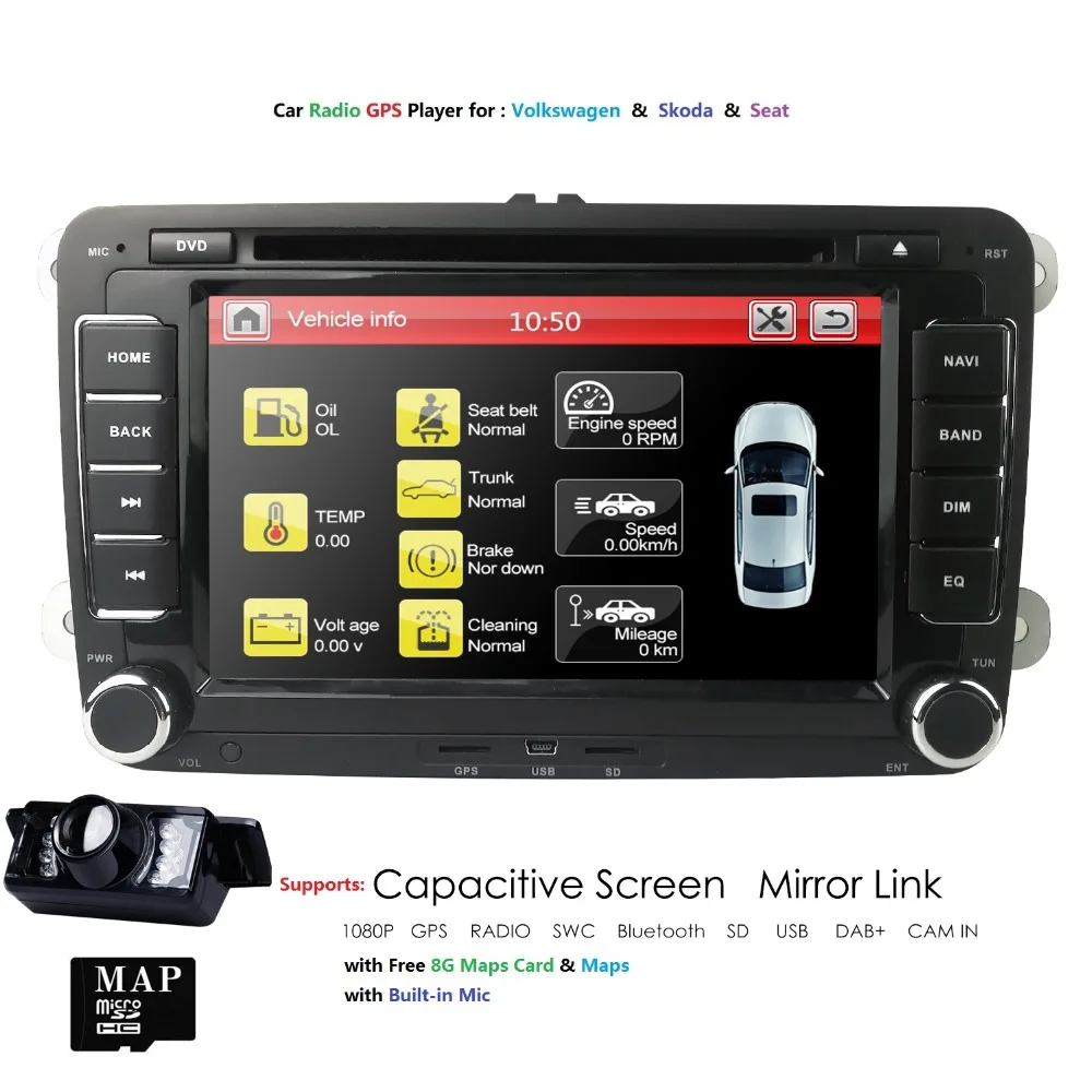 

Hizpo 7inch 2din Multimedial VW Car DVD Player GPS Navigation for GOLF 6 new polo New Bora JETTA PASSAT B6 SKODA GPS Map SWC Cam