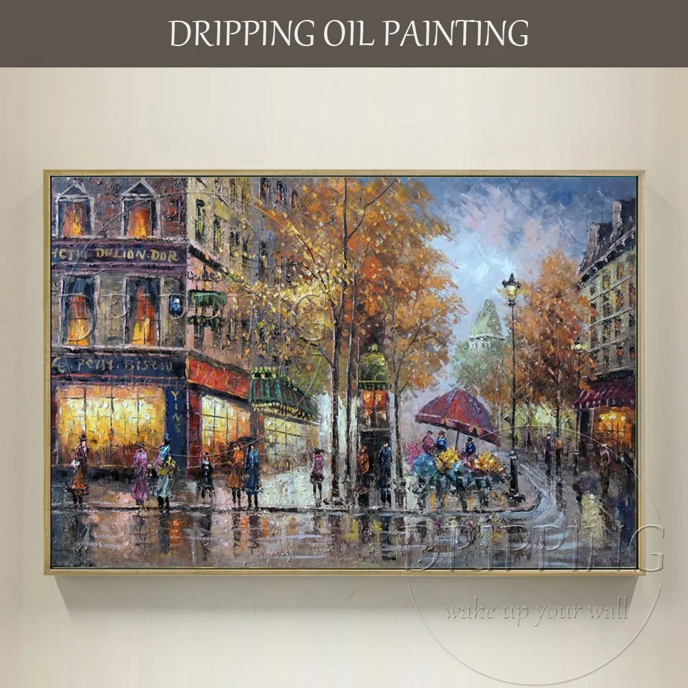 Большой Настенный декор, ручная роспись, высокое качество, Современная Парижская уличная сцена, картина маслом, ручная работа, настенная живопись, уличная масляная живопись