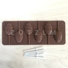 Easter Egg & Easter Bunny Shapes Silicone Lollipop Chocolate Mold With Sticks, Kitchen Tools Candy Cake Cookie Mould GQ028