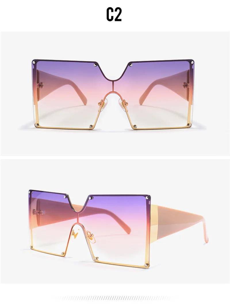 Модные квадратные солнцезащитные очки для женщин, брендовые дизайнерские негабаритные градиентные синие черные цельные солнцезащитные очки, стиль, Оттенки UV400