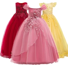 Новинка года; летнее платье принцессы без рукавов; свадебное платье для девочек; нарядное платье для девочек 5-14 лет
