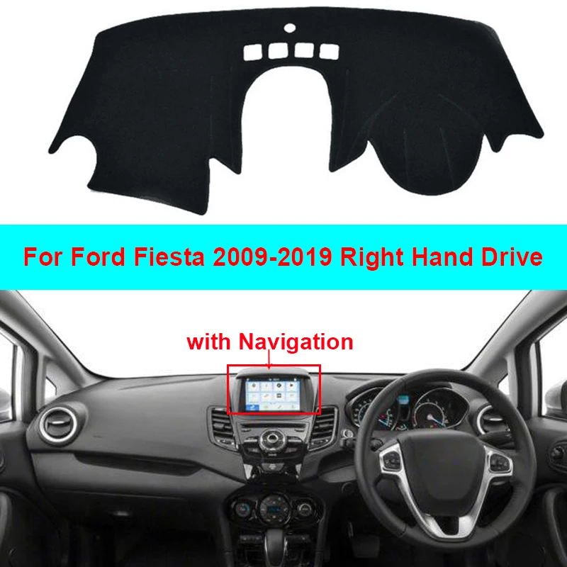 Автомобильная внутренняя панель приборов, покрытие, коврик, коврик, солнцезащитный козырек, накидка для Ford Fiesta 2009-2012 2013 с NAV