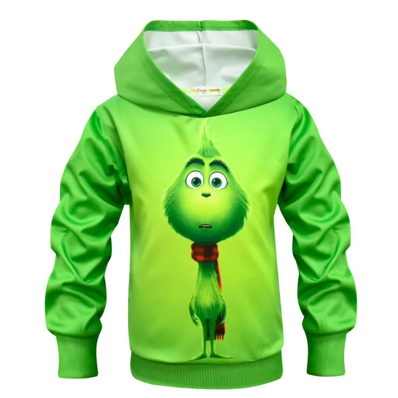 

The Grinch Cartoon Print kids girl coats game the Grinch boys jacket and Long sleeve T-shirt green Hoodies Sweatshirt 6-14 year