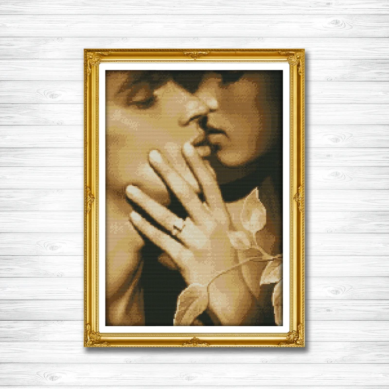 

Nostalgic lovers 11CT Pattern on the canvas DMC 14CT Cross Stitch kits needlework full embroidery for Sets Kiss love Home Decor