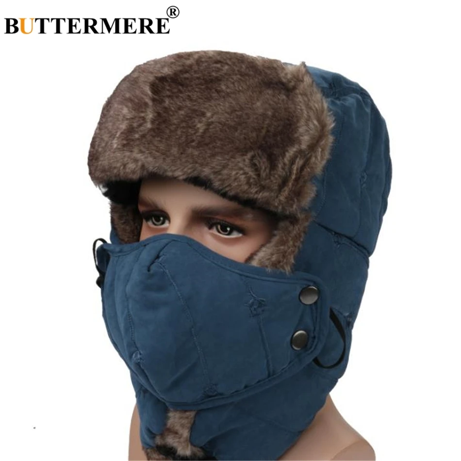 

BUTTERMERE Winter Hats For Men Women Ski Mask Warm Thick Bomber Hat Earflap Russian Ushanka Hats Climb Male Female Trapper Hat