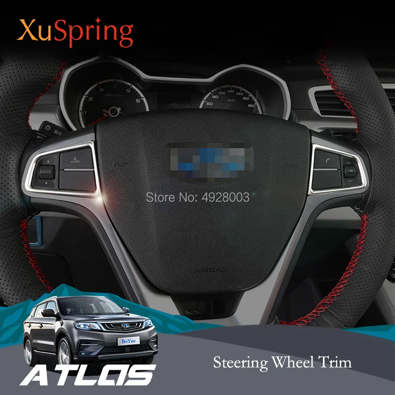 

Car Steering Wheel Knob Panel Trim Frame Cover Sticker Garnish Styling For Geely Atlas Boyue Emgrand NL-3 Proton X70 2016-2019