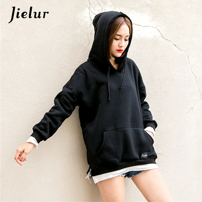 Fashion Loose Hooded Fleece Sweatshirt for Women Casual