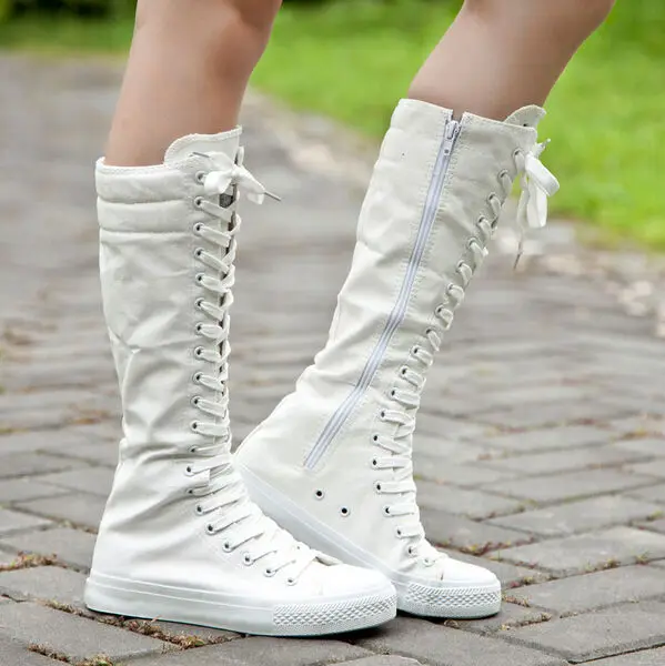 New-Womens-Punk-Boots-Canvas-Lace-Up-Cool-Girls-EMO-Zip-Knee-High-Sneaker-Shoes (4)
