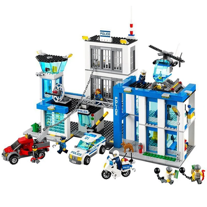 

890pcs/set City Police Station Children's Building Blocks Puzzle Toy Motorcycle Helicopter Model Making Kit Educational Toys