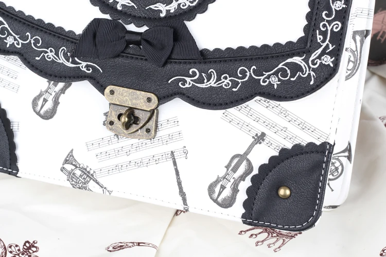 Japanese Style Musical Note Embroidery Backpack Vintage Lolita 3 Ways Shoulder Bag Cute School Bags For Teenagers Girls Backpack