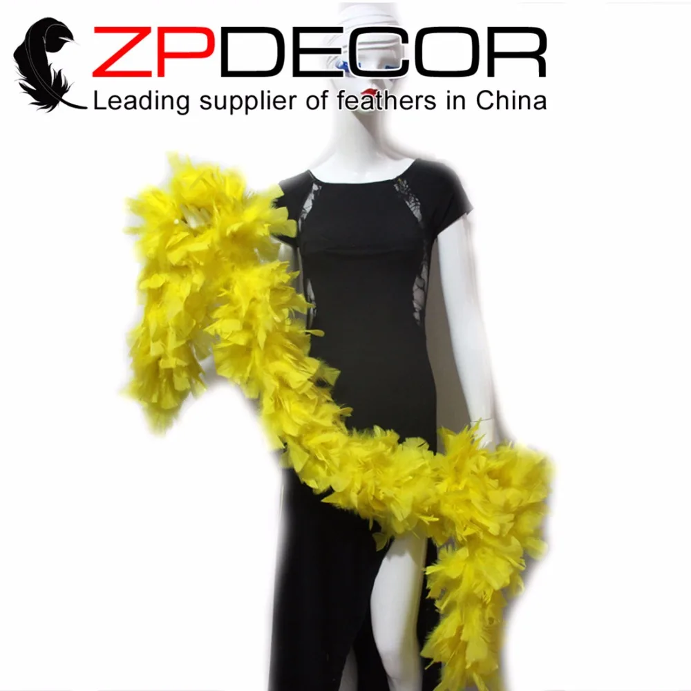 

ZPDECOR 2 yards/lot Pretty Handwork Dyed YELLOW 150g Turkey Flat Feather Boas Wraps for Carnival Decoration Feathers
