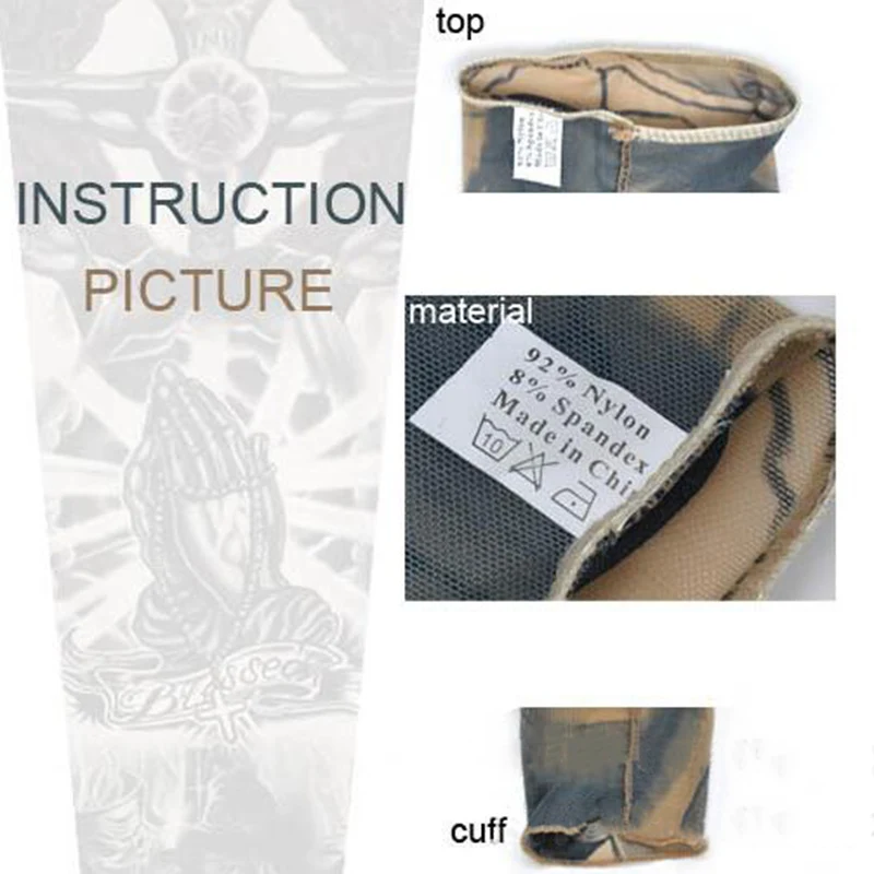 6Pcs/Lot Men Sun Protection Arm Sleeves Rock Punk Style Temporary Fake Slip On Kit Unisex Women