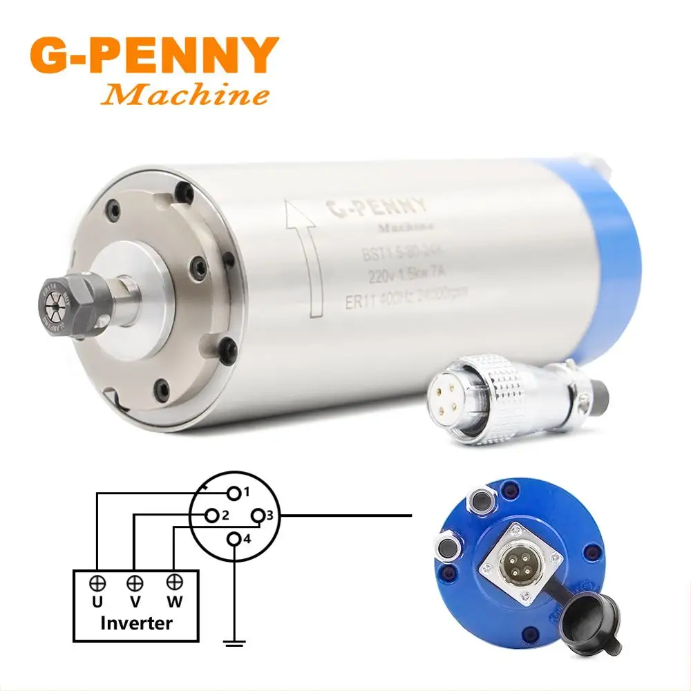 G-PENNY шпиндель с водяным охлаждением 1.5KW ER11 4 шт. подшипник& 1.5KW инвертор/VFD& 80 мм кронштейн шпинделя и водяной насос 7 Вт