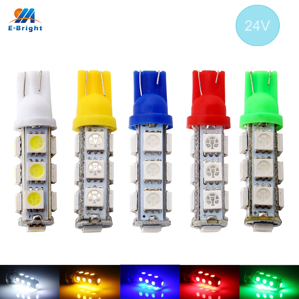 

YM E-Bright 10X T10 5050 13 SMD 24V 194 168 W5W LED Light Bulb Clearance Light Indicator Reading Lamps LED Width Mix 5 Colors