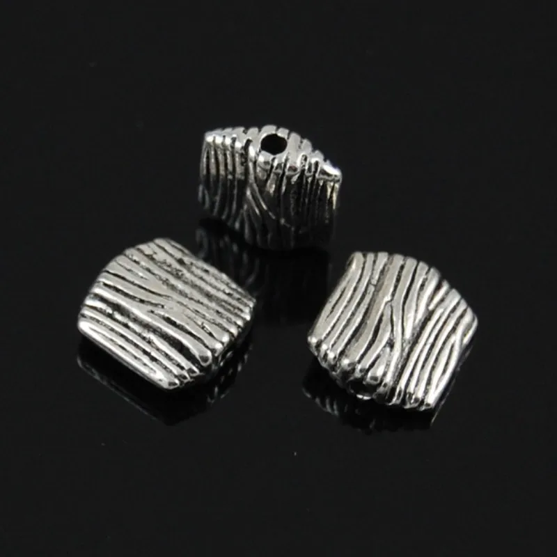

50PCS 8*8MM Antique Silver Color Zinc Alloy Square Bead with Hole Charm Pendant Fashion Jewelry Findings Accessories