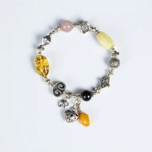 JIUDUO Натуральный Янтарный пчелиный воск браслет с отворотом модная ручка 925 пробы серебряные аксессуары оригинальные ювелирные изделия ручной работы br5010