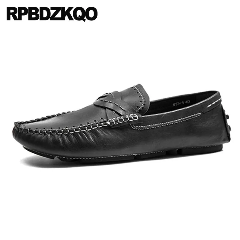 Sapatos Qualidade Genuíno Borracha chocolate Marca Estilo Escorregar Flats Verão De Respirável Britânico Luxo No Preto Conforto Preto Mocassins Couro Alta Homens UaqOPP