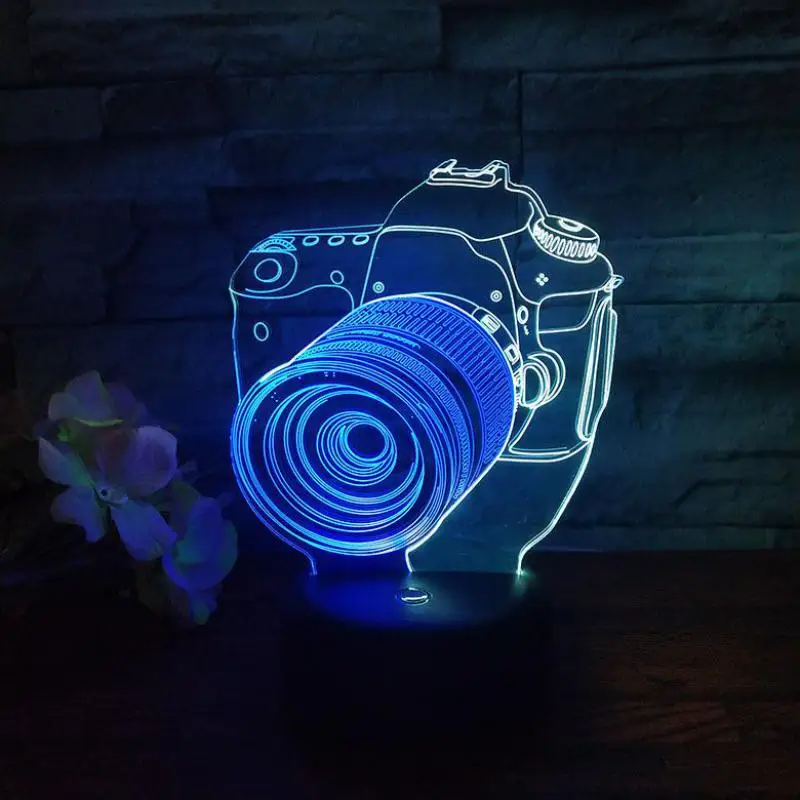 Камера светодиодная 3d цветная яркая Ночная лампа креативный визуальный контакт Зарядка светодиодная лампа 7 цветов Изменение детской комнаты 3D лампа